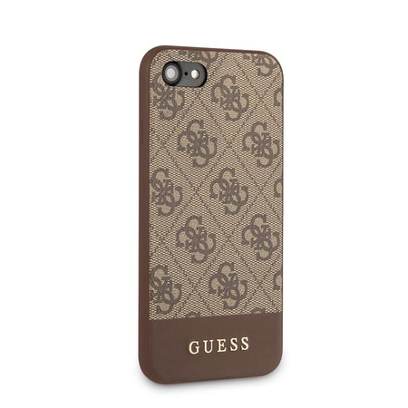 Guess 4G Bottom Stripe Collection - pouzdro pro iPhone SE 2020 / 8 / 7 (hnědé)