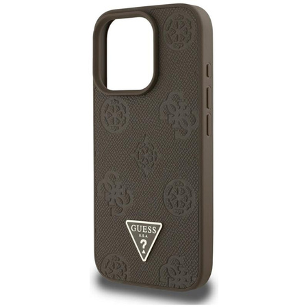 Guess Grained Hot Stamp Peony Triangle Logo MagSafe - Hülle für iPhone 16 Pro Max (braun)