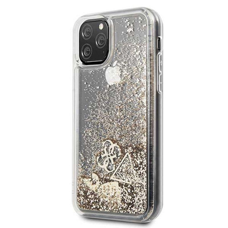 Guess Liquid Glitter Hearts - iPhone 11 Pro tok (arany)