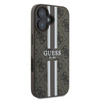 Guess 4G Étui MagSafe à rayures imprimées pour iPhone 16 Plus (marron)