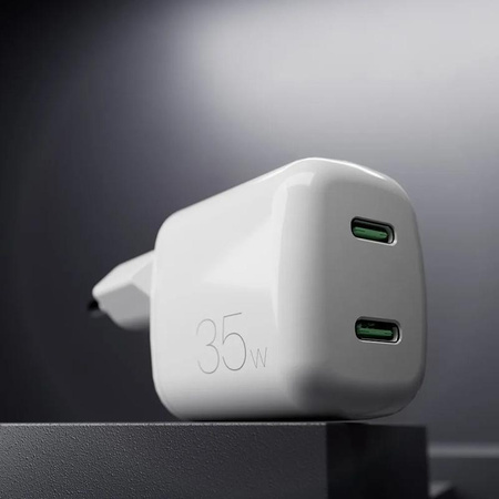 PURO MiniPro Wall Charger GaN - Chargeur de courant 2 x USB-C 35W PD (blanc)