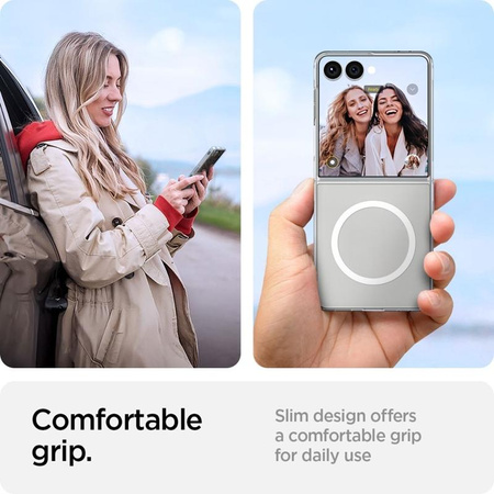 Spigen Airskin Mag MagSafe – Hülle für Samsung Galaxy Z Flip 7 (Transparent/Weiß)