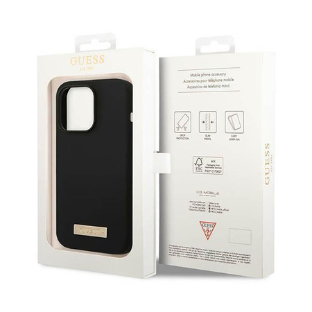 Guess Silicone Logo Plate MagSafe - iPhone 14 Pro Case (noir)