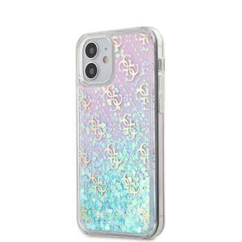 Guess 4G Liquid Glitter - Coque pour iPhone 12 Mini (rose/turquoise)