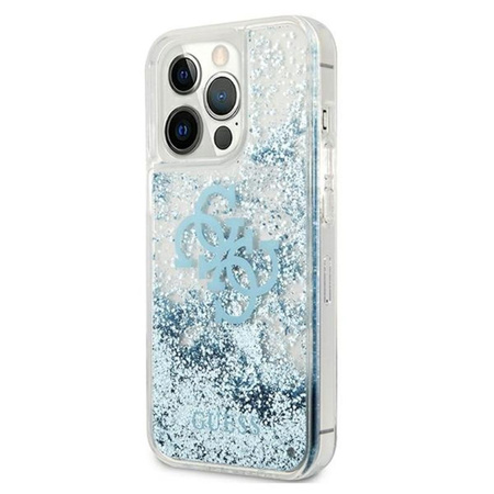 Pouzdro Guess Liquid Glitter 4G Big Logo - iPhone 13 Pro (modré)