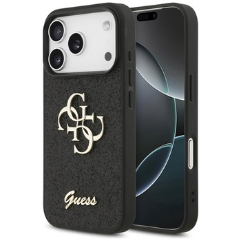 ETUI DO IPHONE 17 PRO CZARNE GUESS ORYGINALNE BROKATOWE ELEGANCKIE CASE