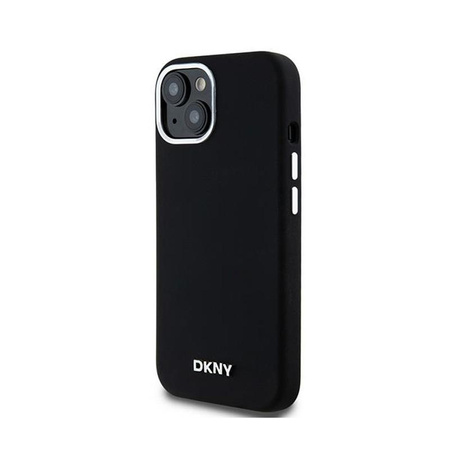 DKNY Liquid Silicone Small Metal Logo MagSafe - pouzdro pro iPhone 15 Plus / 14 Plus (černé)