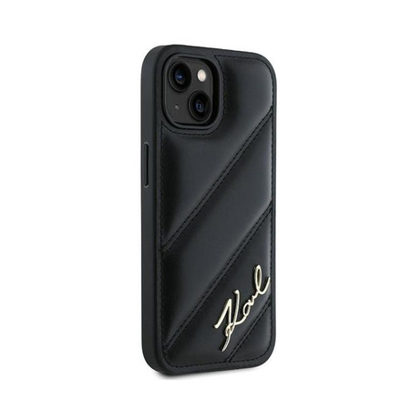 Karl Lagerfeld Diagonal Quilted Script - pouzdro pro iPhone 13 (černé)