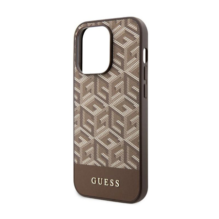 Guess GCube Stripes MagSafe - iPhone 14 Pro Case (Brown)