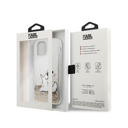 Karl Lagerfeld Liquid Glitter Choupette Fun - iPhone 11 tok (arany)