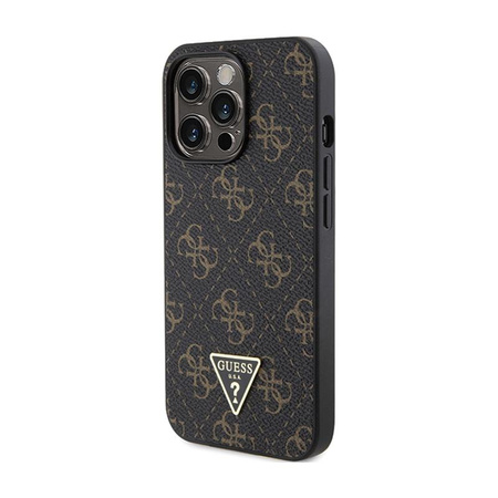Guess 4G háromszög fém logó - iPhone 15 Pro tok (fekete)