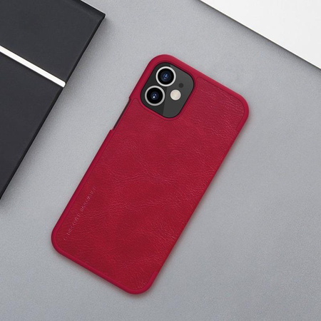 Kožené pouzdro Nillkin Qin - Pouzdro pro Apple iPhone 12 Mini (červené)
