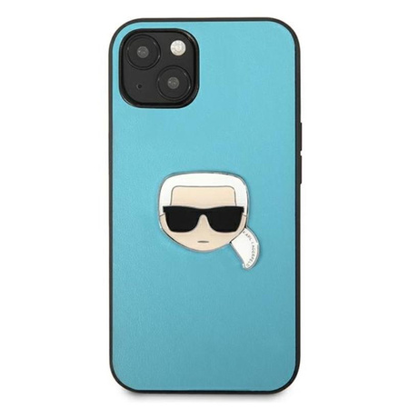 Karl Lagerfeld PU bőr Karl's Head Metal - iPhone 13 mini tok (kék)