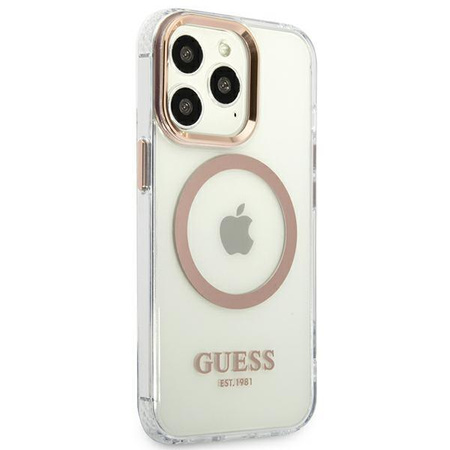 Guess Metal Outline Magsafe - iPhone 13 Pro Max tok (átlátszó / arany)