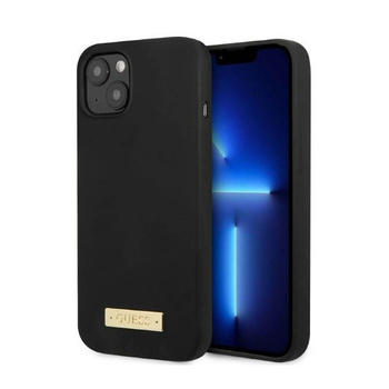 Guess Silicone Logo Plate MagSafe - iPhone 13 Mini Case (noir)