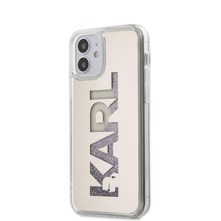 Karl Lagerfeld Logo Karl Liquid Glitter Multi Mirror - iPhone 12 Mini Tasche (silber)