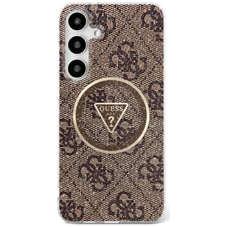 Guess 4G Glitter Triangle Buttons MagSafe - Case for Samsung Galaxy S25 (brown)