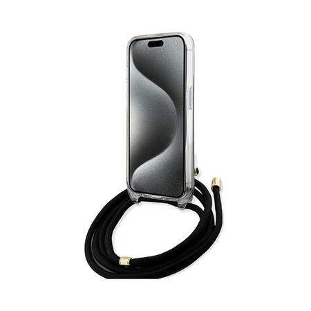 Guess Crossbody Cord 4G Print - Coque pour iPhone 15 Pro Max (noir)