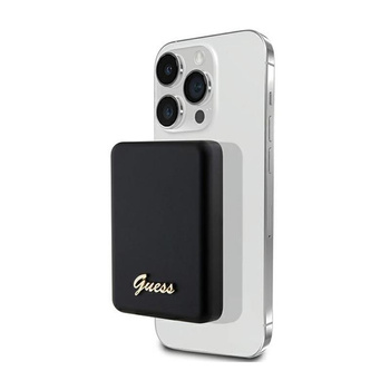 Guess Metal Script Logo MagSafe - 3.000 mAh 5W MagSafe Induktions-Powerbank (schwarz)