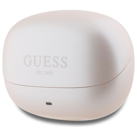 Guess Capsule s potiskem loga - sluchátka Bluetooth TWS ANC & ENC + nabíjecí pouzdro (růžové)