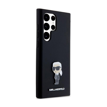 Karl Lagerfeld Silikon Ikonik Metall Pin - Samsung Galaxy S24 Ultra Tasche (schwarz)