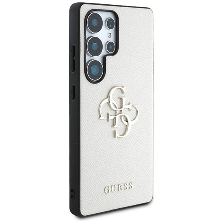 Guess Grained Big 4G Logo Small Classic Logo - Étui pour Samsung Galaxy S25 Ultra (beige)