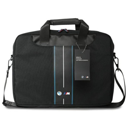 BMW Nylon Blau Streifen - 16" Notebook-Tasche (schwarz)