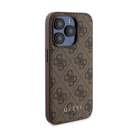 Guess Bundle Pack MagSafe 4G Metal Gold Logo - sada pouzdra + Power Bank 5000mAh MagSafe iPhone 15 Pro Max (hnědá)