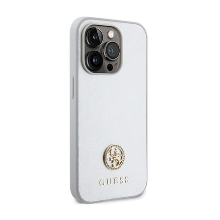 Guess 4G Strass Metall Logo - iPhone 15 Pro Tasche (silber)
