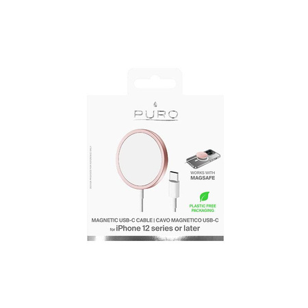 Puro mágneses töltőkábel USB-C Magsafe - 15W-os induktív vezeték nélküli töltő (rózsaszín)