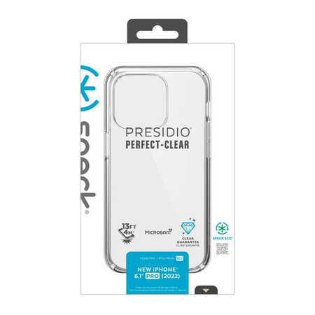 Speck Presidio Perfect-Clear - iPhone 14 Pro Hülle mit MICROBAN-Beschichtung (Transparent)