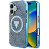 Guess IML Metal Glitter 4G Circle Triangle MagSafe - tok iPhone 16-hoz (kék)
