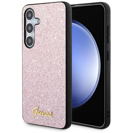Guess Glitter Flakes Metal Logo Case - Case for Samsung Galaxy S24 (Pink)