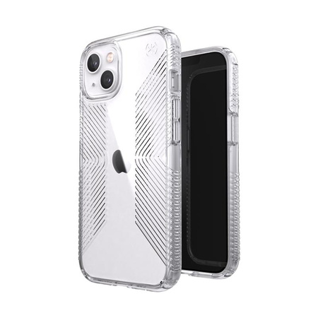 Speck Presidio Perfect-Clear mit Griffen - iPhone 13 Hülle mit MICROBAN-Beschichtung (Klar)