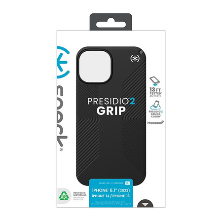 Speck Presidio2 Grip - pouzdro iPhone 16e / iPhone 15 / iPhone 14 / iPhone 13 (černé / břidlicově šedé / bílé)