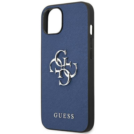 Guess Saffiano 4G Big Silver Logo - iPhone 13 mini case (blue)