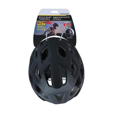 Dunlop - MTB bike helmet 6xLED r. L (Black-gray)