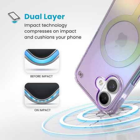 Speck Presidio2 Lux MagSafe - pouzdro pro iPhone 16 (úžasně fialové / čiré)