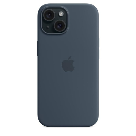 Apple Silicone Case – Silikonhülle mit MagSafe für iPhone 15 (Storm Blue)
