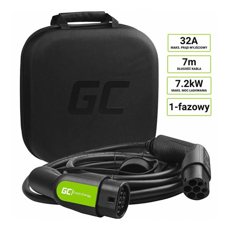 Green Cell - GC EV Type 2 7.2kW 7m cable for charging Tesla Model 3 / S / X, Leaf, i3, ID.3, e-208, e-Up!, Citigo iV, Kona