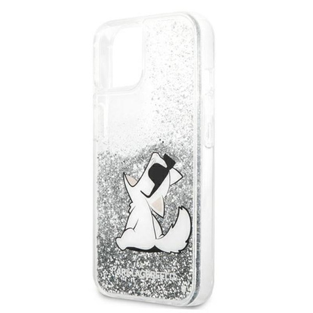 Karl Lagerfeld Liquid Glitter Choupette Fun - Coque pour iPhone 13 mini (argent)