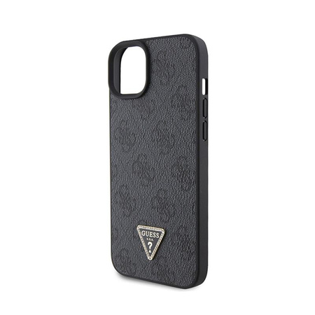 Kožené pouzdro Guess 4G Triangle Strass - iPhone 15 (černé)