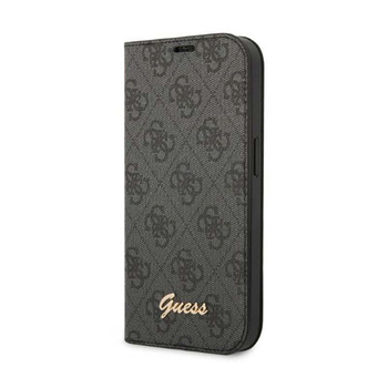 Guess 4G Metall Kamera Outline Booktype Case - iPhone 14 Tasche (schwarz)