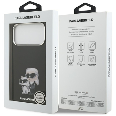 Karl Lagerfeld IML Aquarelle Karl & Choupette & Logo MagSafe - Case iPhone 17 Pro (Black)
