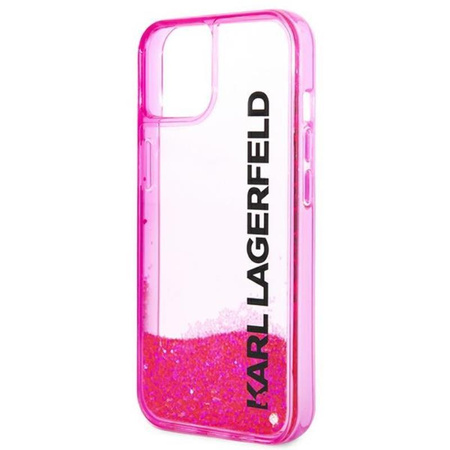 Karl Lagerfeld Liquid Glitter Translucent Elongated Logo Case - Case for iPhone 14 Plus (Pink)