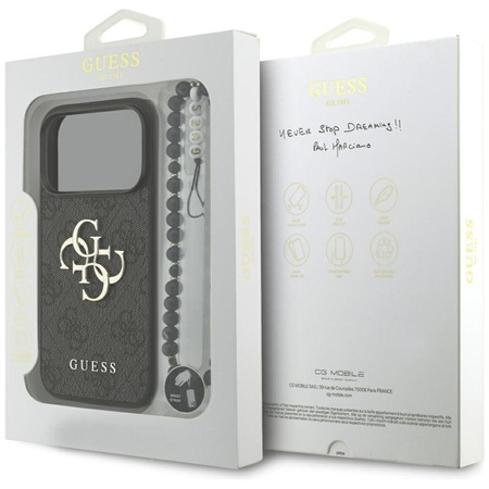 ETUI DO IPHONE 17 PRO GUESS CZARNE ORYGINALNE ZE SMYCZĄ ELEGANCKIE MODNE