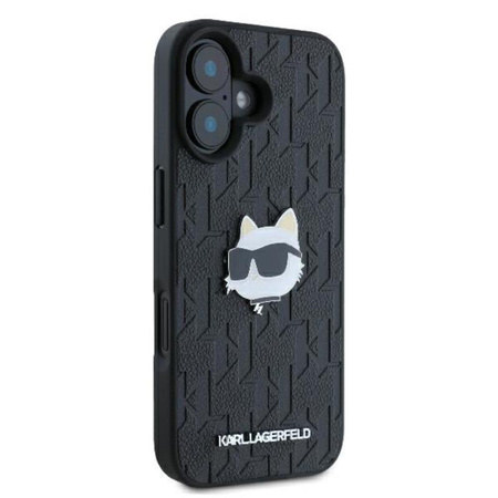 Karl Lagerfeld Monogram Choupette Head Pin - pouzdro na iPhone 16 (černé)