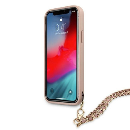 Guess Saffiano Kette - iPhone 12 Pro Max Tasche (rosa)