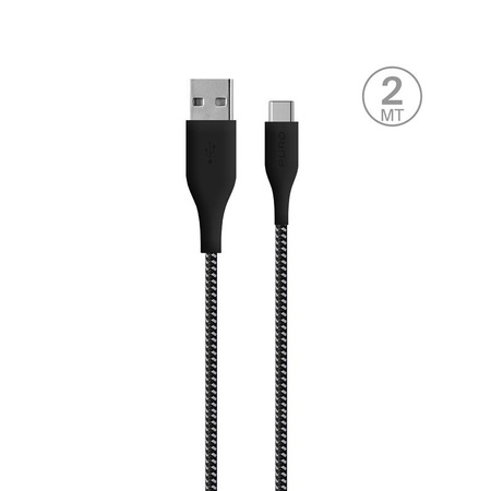 PURO Fabric Ultra Strong - Nagy teherbírású USB-A / USB-C fonott kábel 2m (fekete)