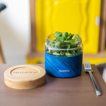 Quokka Deli Food Jar - Glass Food Container / Lunchbox 820 ml (Wood Grain)